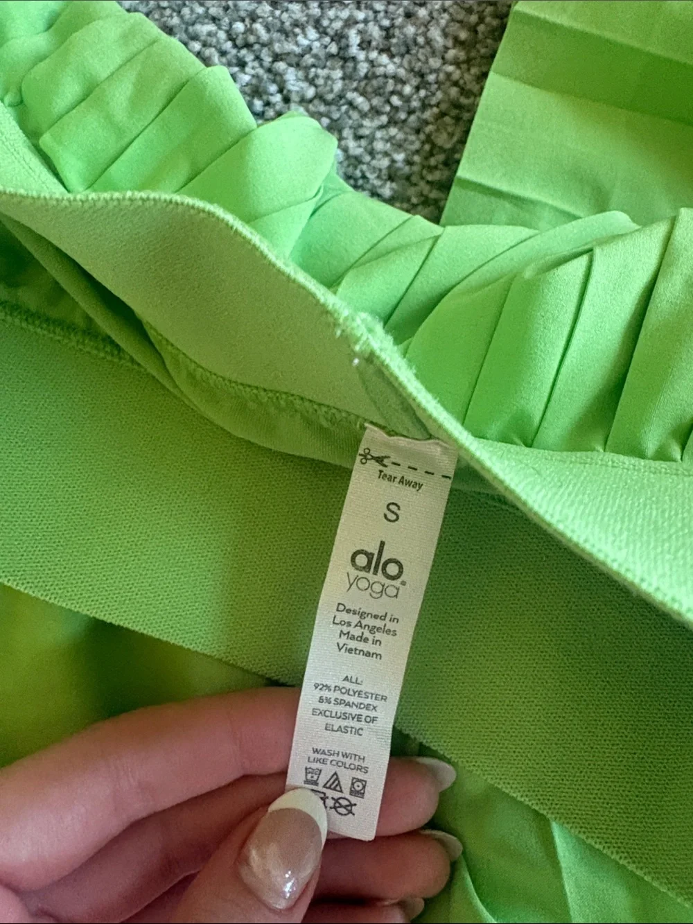 ALO Yoga Neon Lime Green Pleated Skater Circle Skirt - Picture 3 of 3